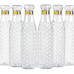 Dezofy Crystal Clear Plastic Fridge Water Bottle Set of 6 1 litre, Ideal for Restraunt