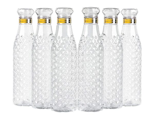 Dezofy Crystal Clear Plastic Fridge Water Bottle Set of 6 1 litre, Ideal for Restraunt